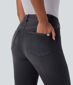Halara Flex™ Jeans bootcut Casual Taille Haute Multiples Poches Lavés Élastiques et Tricotés Coupe