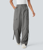 Pantalon cargo de voyage taille haute avec poches multiples