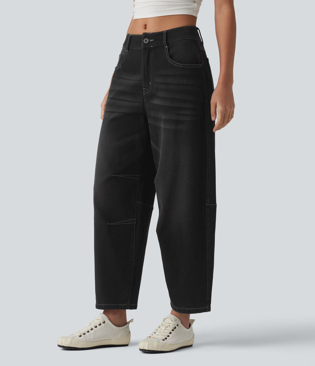 Jean Barrel 7/8 taille basse Halara Flex™ avec poches zippées