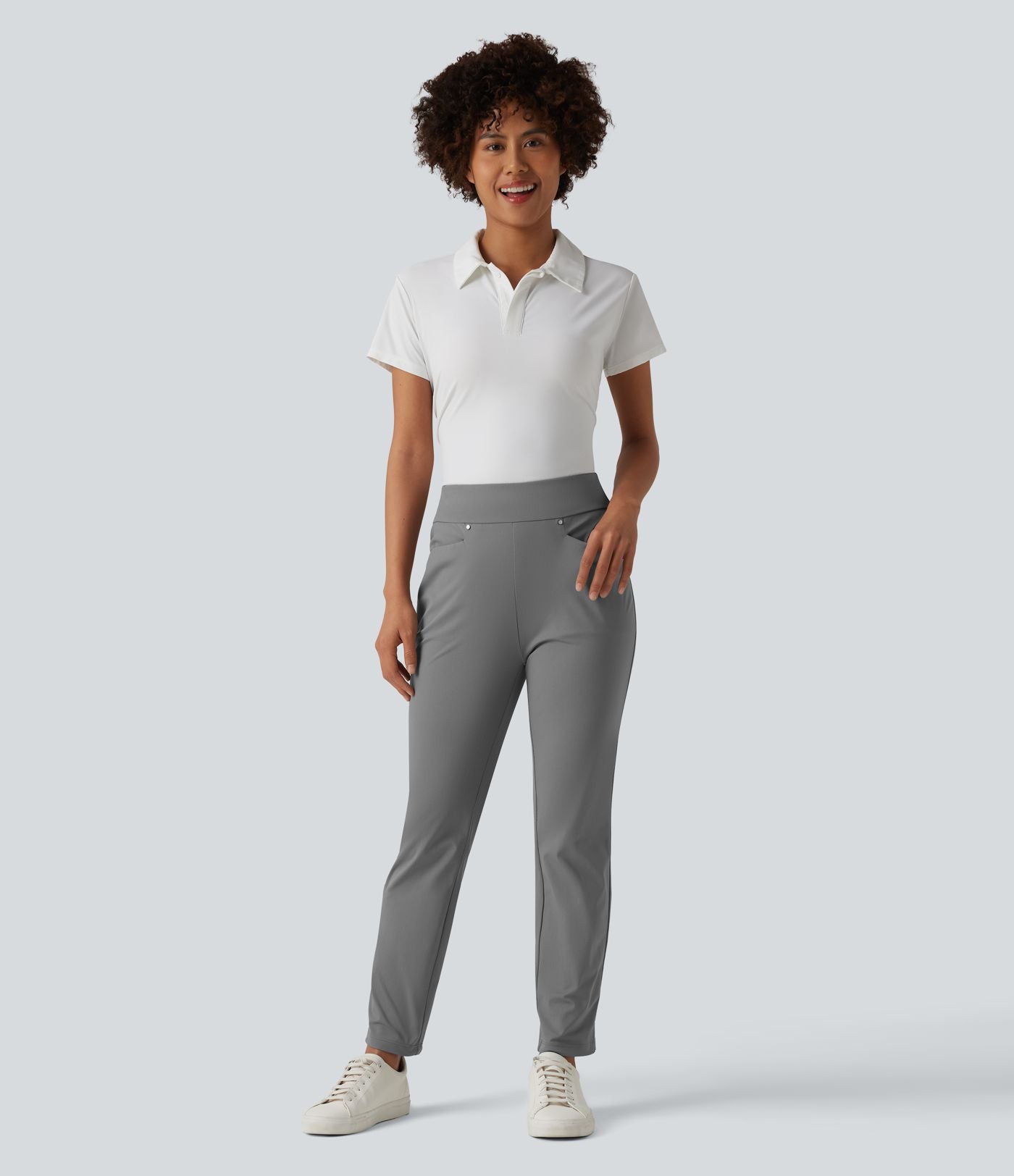 Pantalon de golf fuselé taille haute avec poches