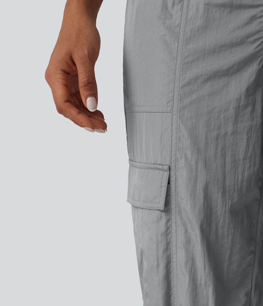 Jogging cargo fuselé taille haute à cordon de serrage avec poches