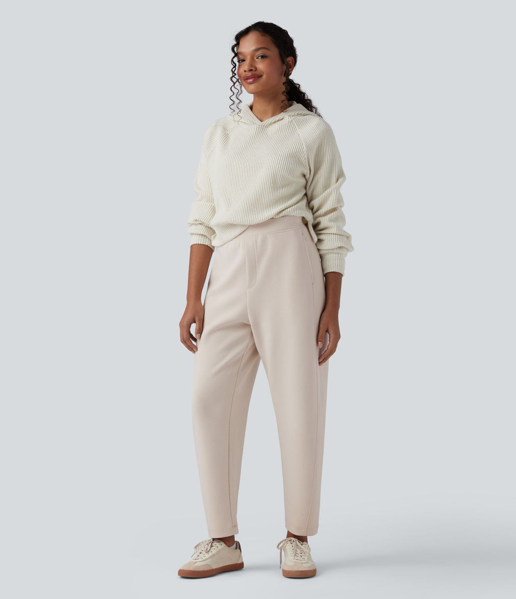 Pantalon décontracté SpacerTek™ taille haute, coupe relax large 7/8, avec poches