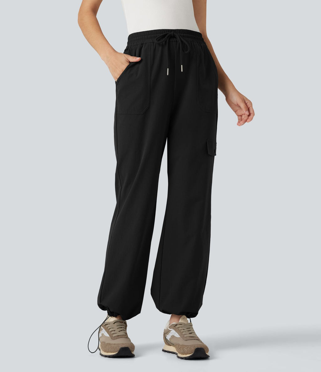 Pantalon de randonnée bootcut, taille haute, cordon et poches