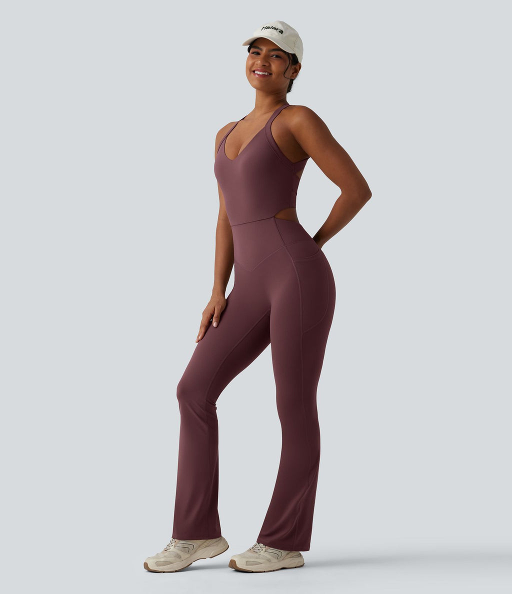 Combinaison bootcut d'entraînement gainante Halara UltraSculpt™ avec poches - Édition Easy Peasy