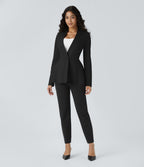 Veste péplum de travail col en V avec un bouton
