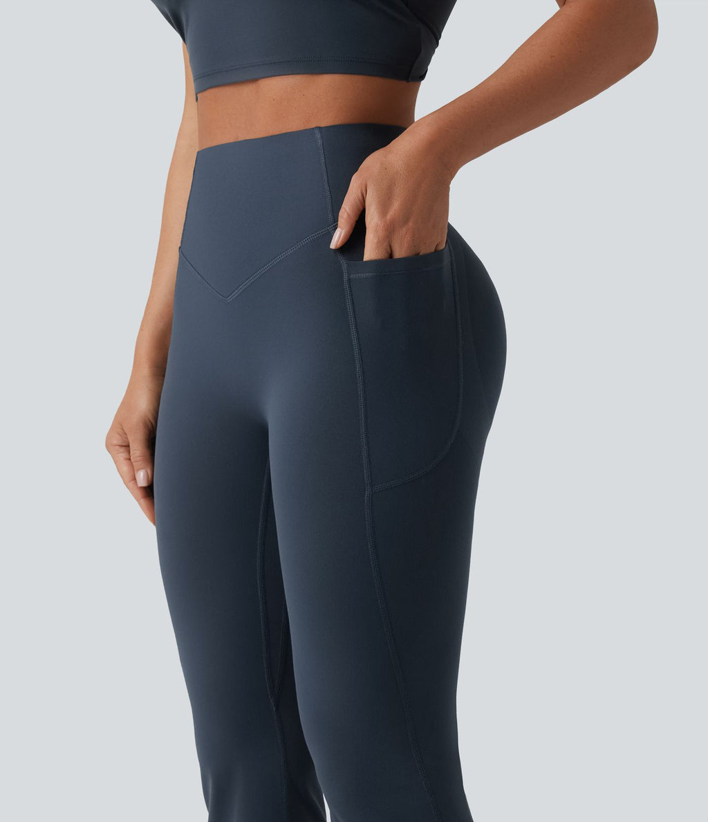 Halara UltraSculpt™ Legging yoga évasé gainant push-up taille haute à fronces avec poches