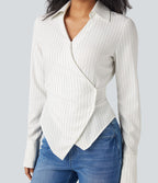 Chemise tailleur portefeuille laçage rayures manches longues