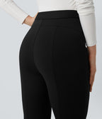 Pantalon de travail évasé croisé taille haute avec poches