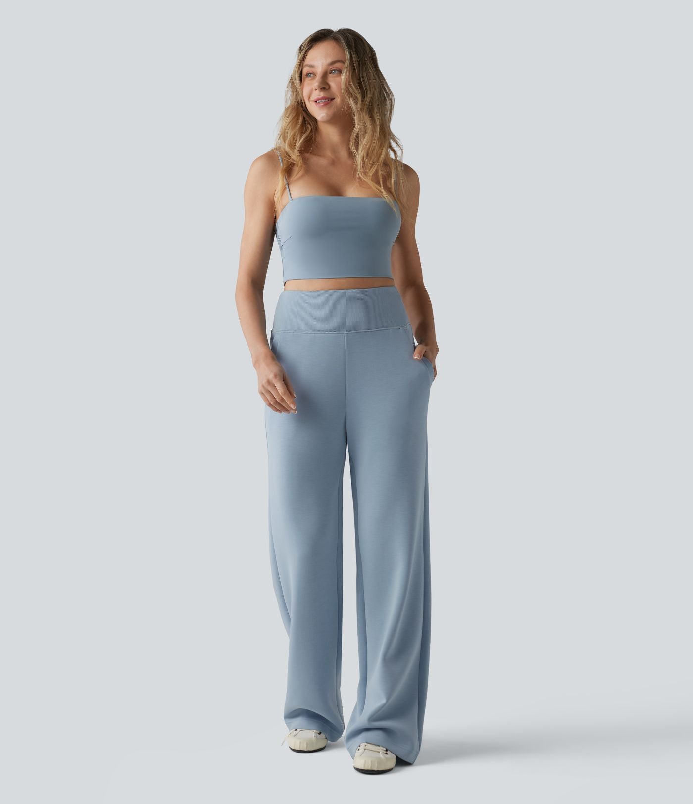 SpacerTek™ Jogging casual large taille haute ventre plat avec poches