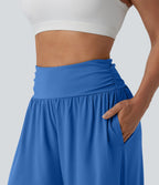Pantalon fluide Breezeful™ taille haute à séchage rapide avec fronces, fente et poches