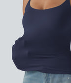 Débardeur décontracté à col rond et soutien-gorge intégré, bonnets BE