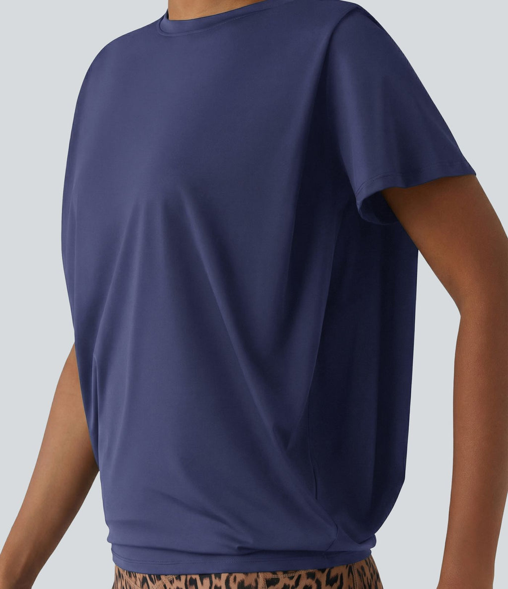 Haut de sport col rond manches courtes effet frais InstantCool avec fronces, protection solaire UPF50+