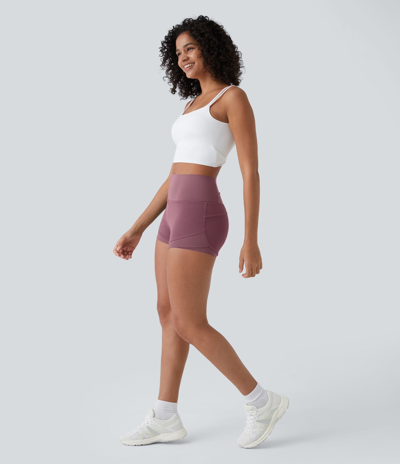 Shorts 2' Casual 2 en1 Taille Haute Empiècement en Maille dans le Dos et Poches