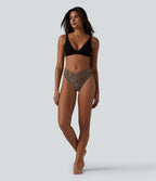 Bas de bikini léopard taille haute croisé