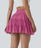 Jupe-short de tennis mini taille haute croisée fluide avec poches