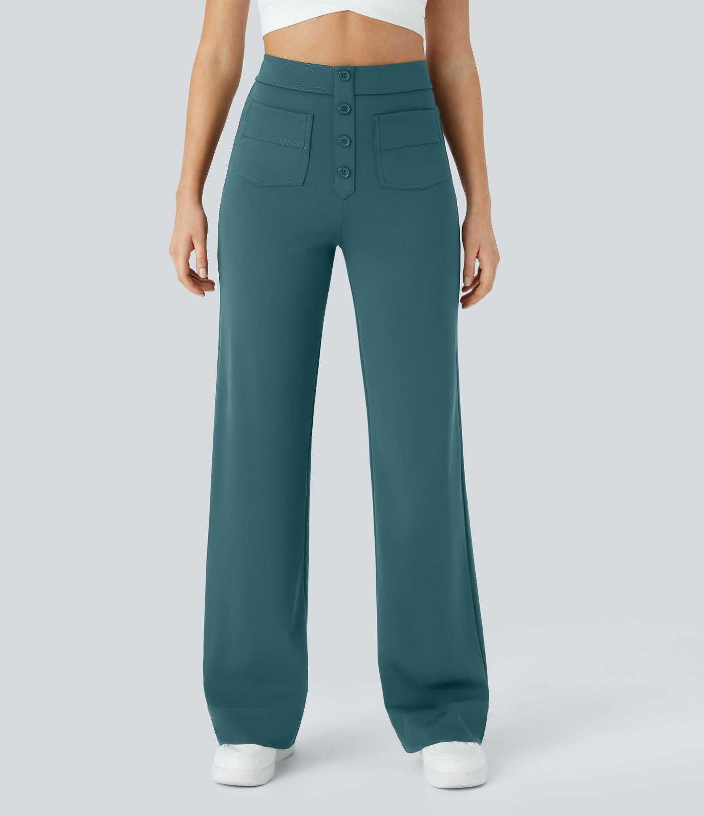 Pantalon taille haute coupe droite DayStretch avec poches