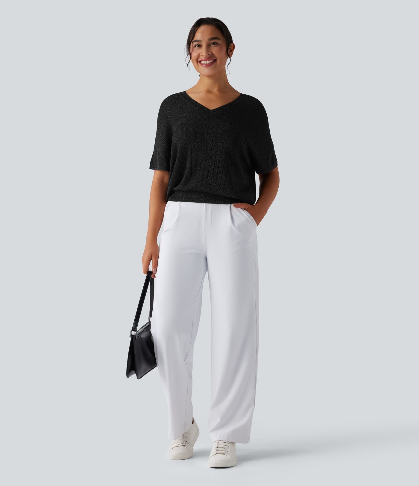 Pull de travail col V manches courtes