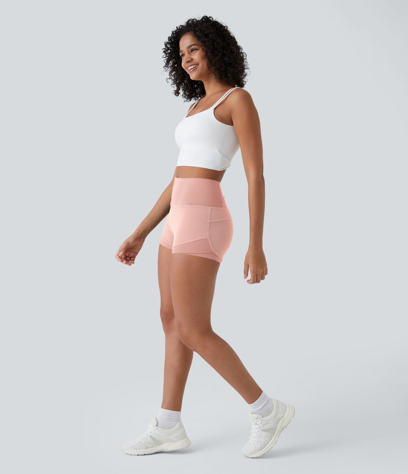 Shorts 2' Casual 2 en1 Taille Haute Empiècement en Maille dans le Dos et Poches