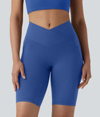 SoftlyZero™ Short cycliste de yoga croisé taille haute 23 cm avec poches - UPF50+