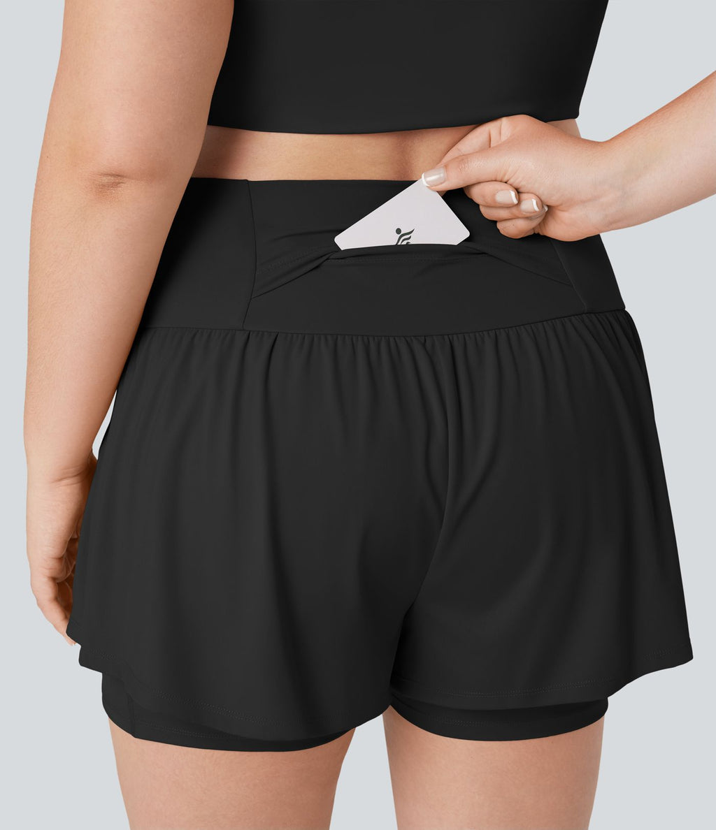 Short tailleur 2-en-1 grande taille SoftlyZero™ Airy taille ultra-haute effet frais InstantCool yoga 12,5 cm avec poches