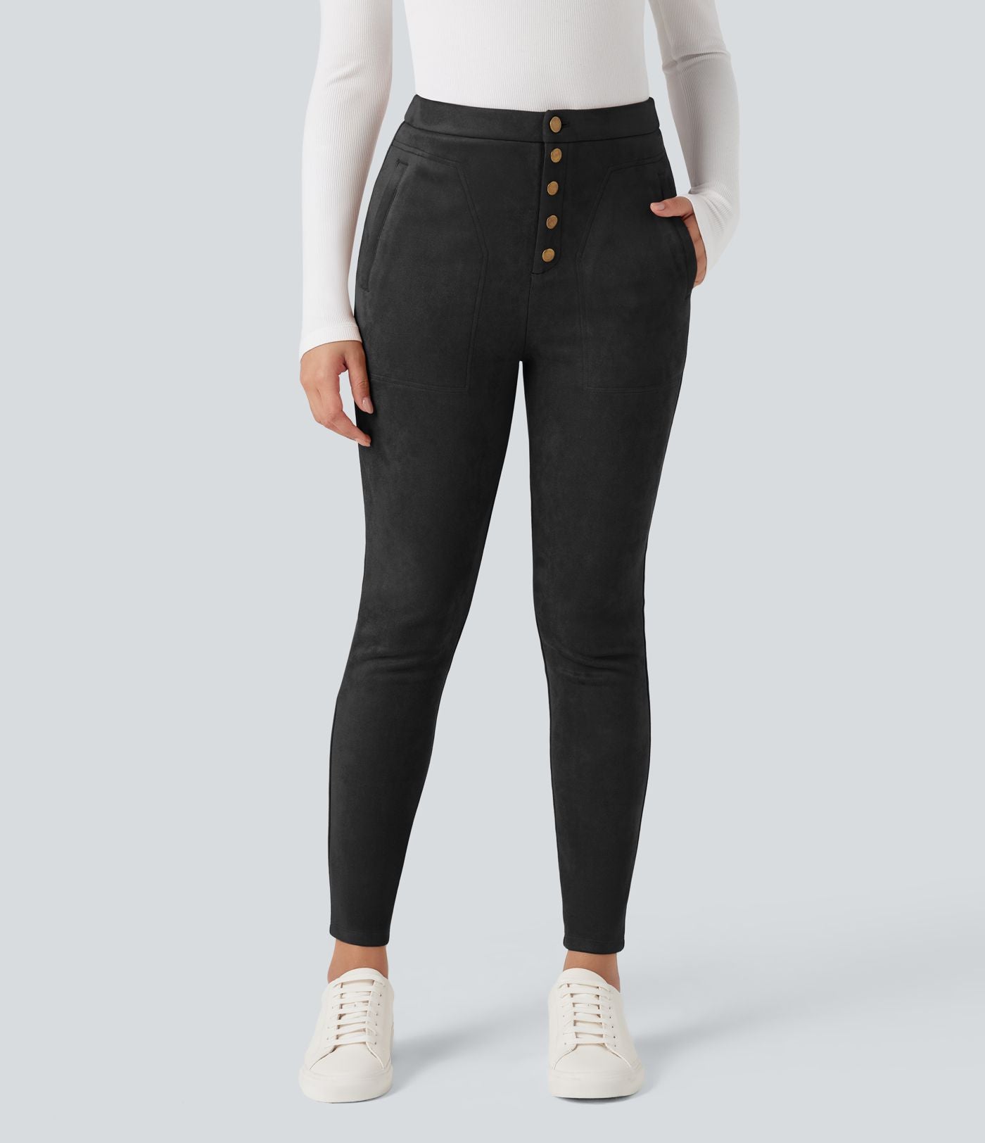 Legging suédine taille haute avec poches