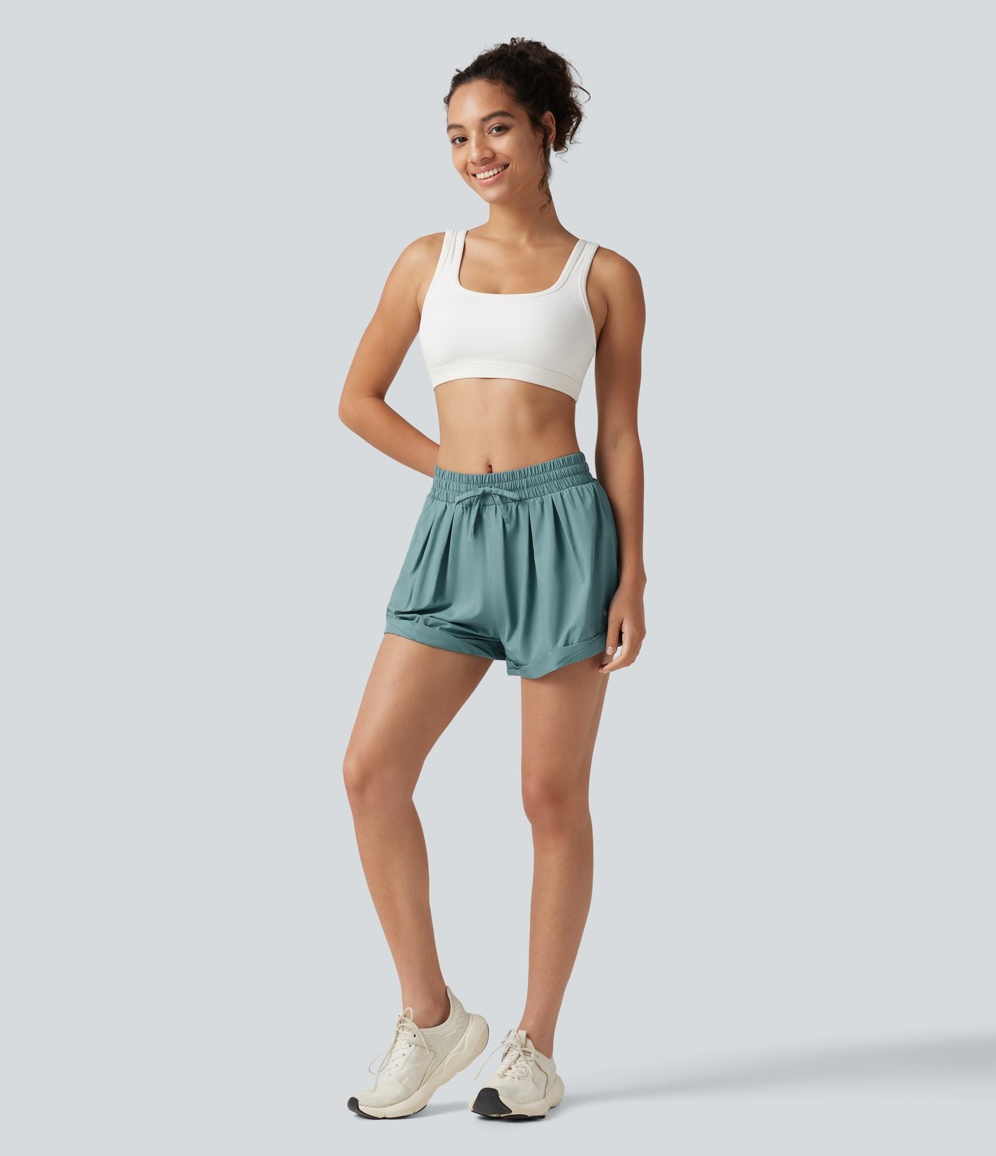 Short de running baggy 2-en-1 taille mi-haute avec cordon ajustable et poche