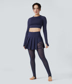 Legging à jupe étrier danse Breezeful™ 2-en-1 taille haute plissé résille contrastante séchage rapide avec poches