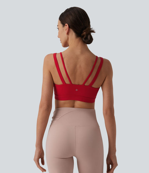 Brassière de sport SoftlyZero™ Airy yoga dos nu à double bretelles maintien léger effet frais InstantCool, protection solaire UPF50+