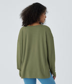 Sweatshirt Casual Waffle à Boutons Devant avec Trou Pouce et Fente