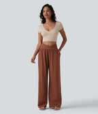 Pantalon ample décontracté SoftlyZero™ Airy taille haute croisé effet frais InstantCool avec poches