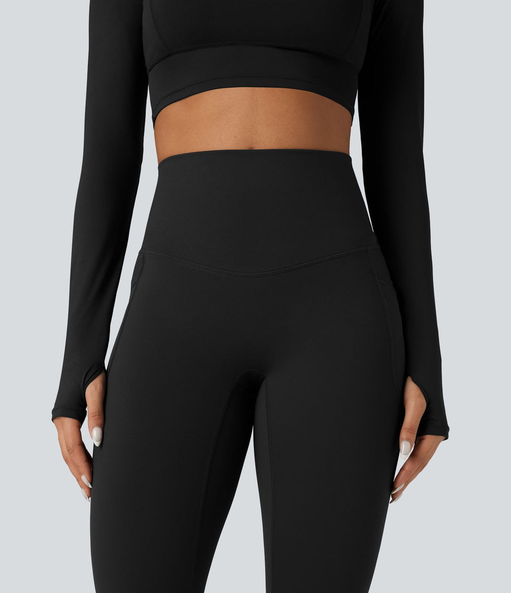 Legging running polaire thermique gainant croisé dos taille haute Halara UltraSculpt™ Heat avec poches