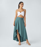 Jupe Longue Casual Breezeful™ Taille Haute à Volants 2en1 Fluide Sèchement Rapide Quotidien Maxi