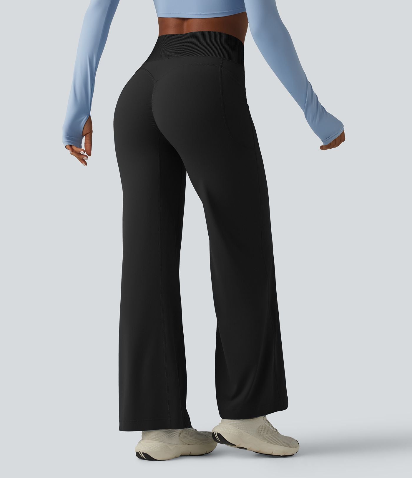 Pantalon de yoga droit Halara UltraSculpt™ taille haute gainant avec effet scrunch et poches