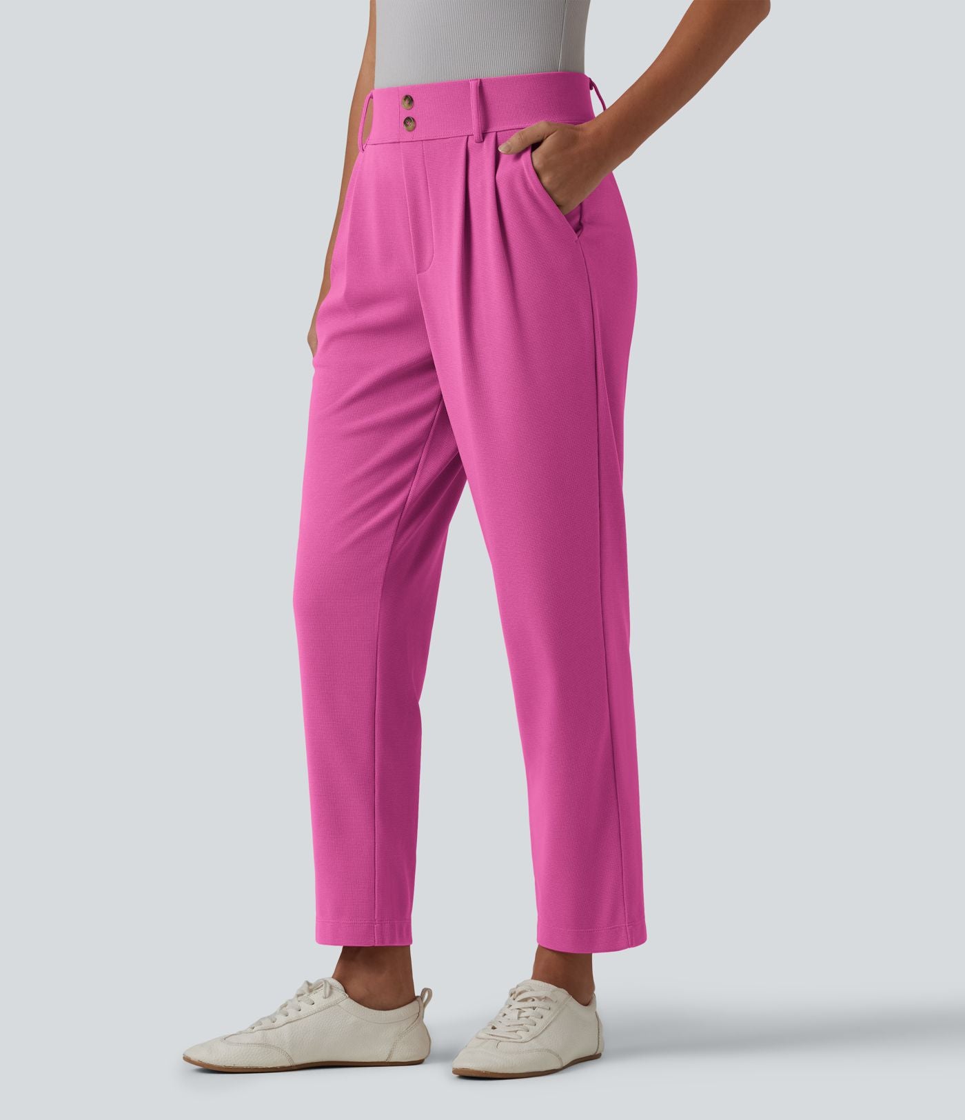Halara Flex™ Pantalon tailleur fuselé taille haute en tissu gaufré avec poches