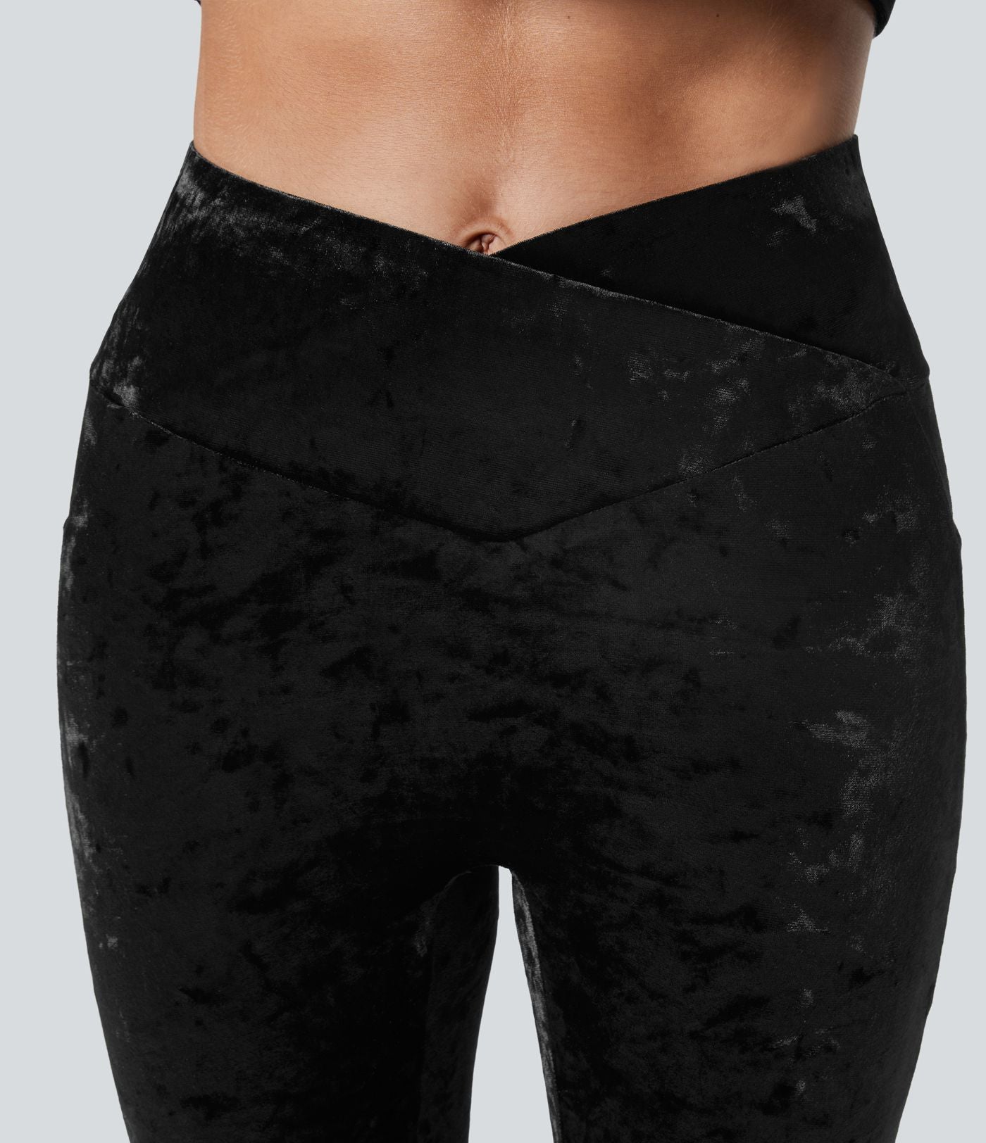 Legging de 7/8 Casual En Velours Avec Poche Latérale Croisée Taille Haute