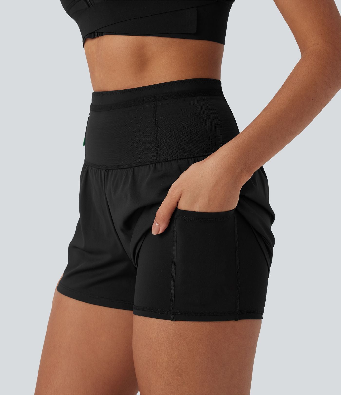 Short de course SpeedWave™ taille haute mesh contrastant 2-en-1 séchage rapide avec multiples poches