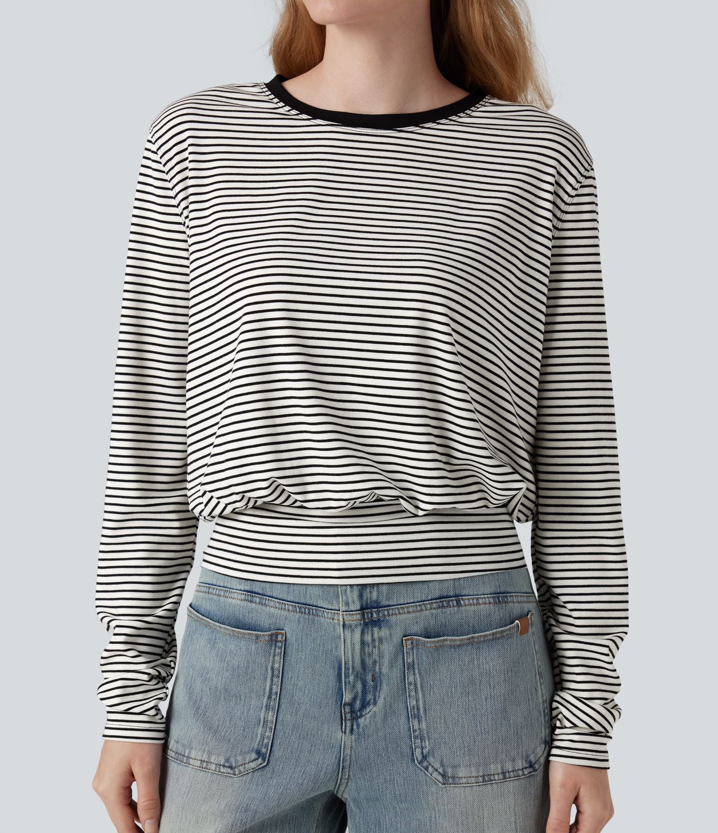 T-shirt rayé col rond manches longues