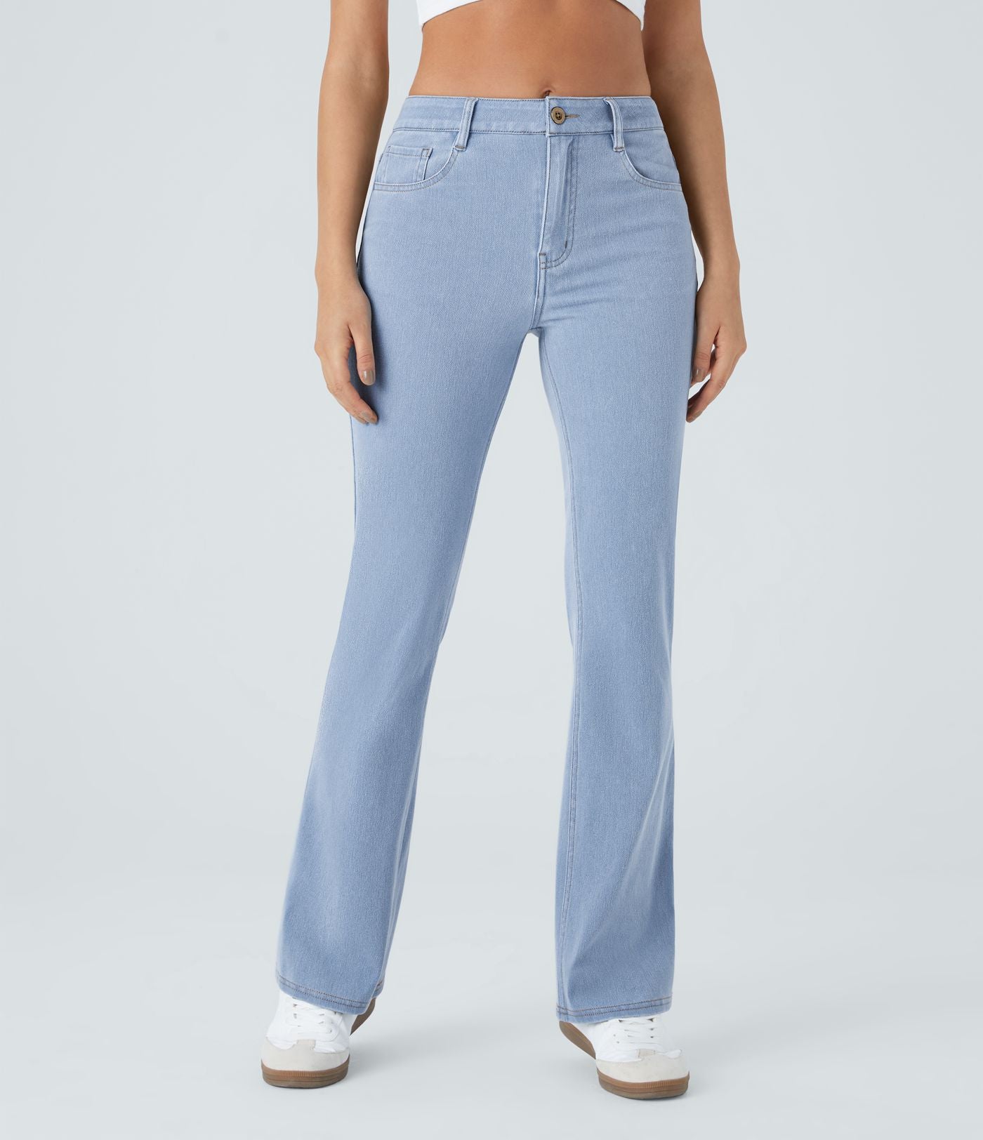 Halara Flex™ Jean Évasé Casual Taille Mi-haute Tricot Extensible Boutonnés Poches