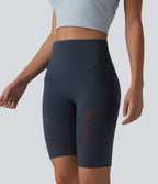 Short cycliste décontracté DayStretch taille haute gainant et push-up avec empiècement en mesh contrasté, 24 cm, poche