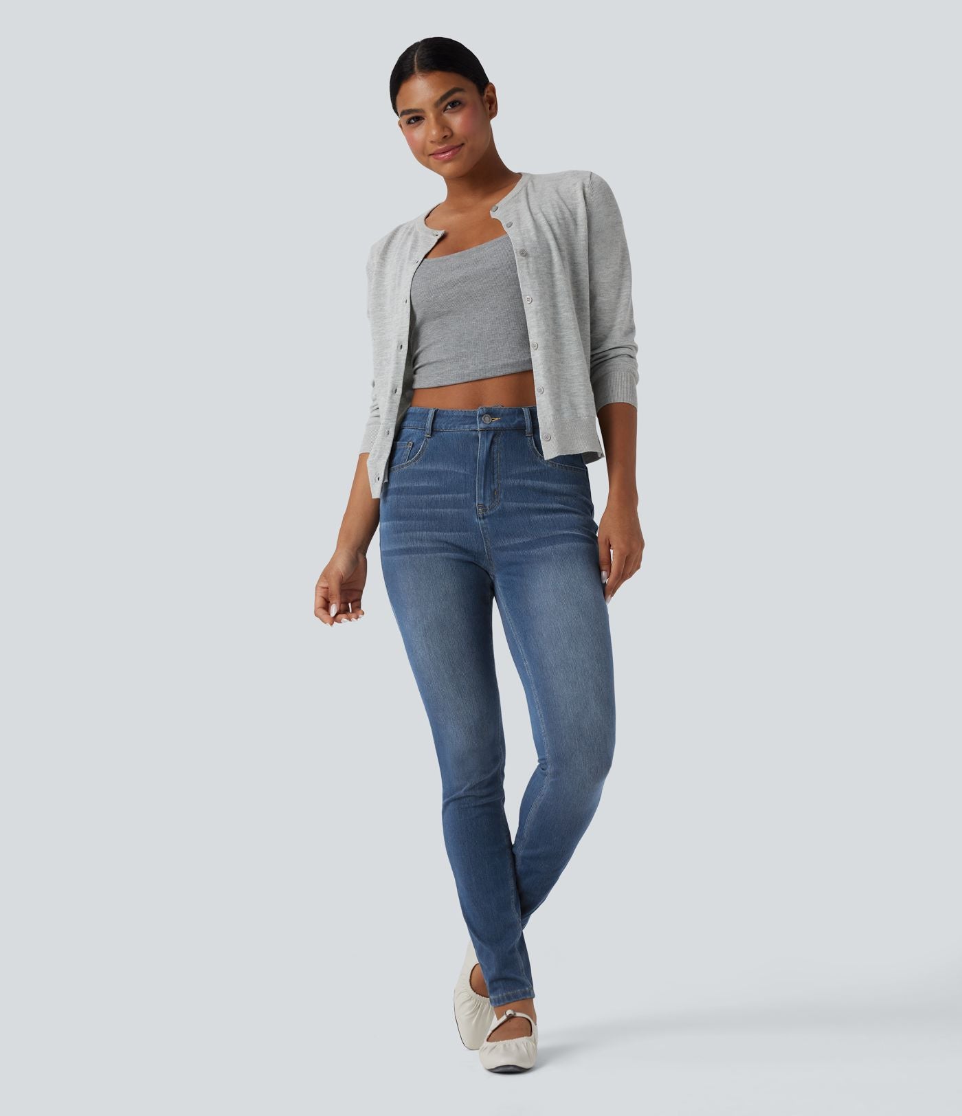 Jean ajusté décontracté Halara Flex™ taille haute avec poches