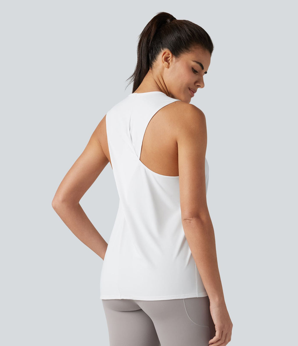 Débardeur de sport yoga dos nageur croisé effet frais InstantCool séchage rapide sans manches, protection solaire UPF50+