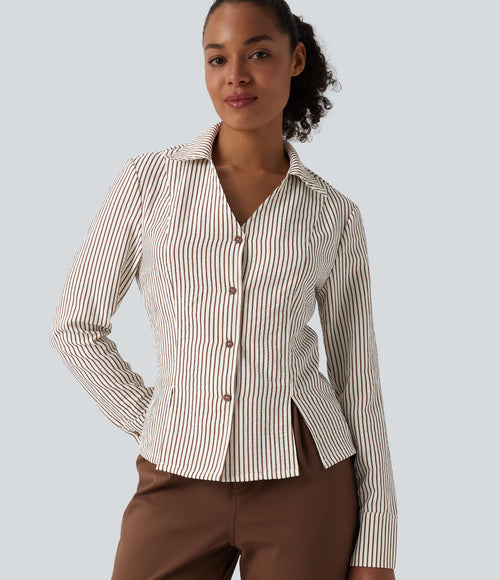 Chemise tailleur manches longues à rayures