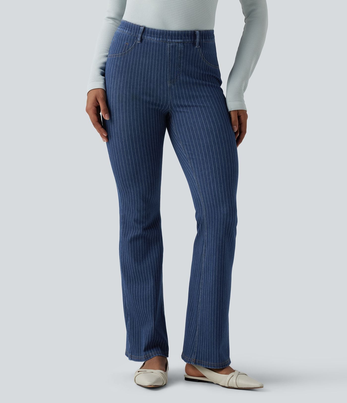 Jean Halara Flex™ mi-taille évasé à rayures décontracté avec poches