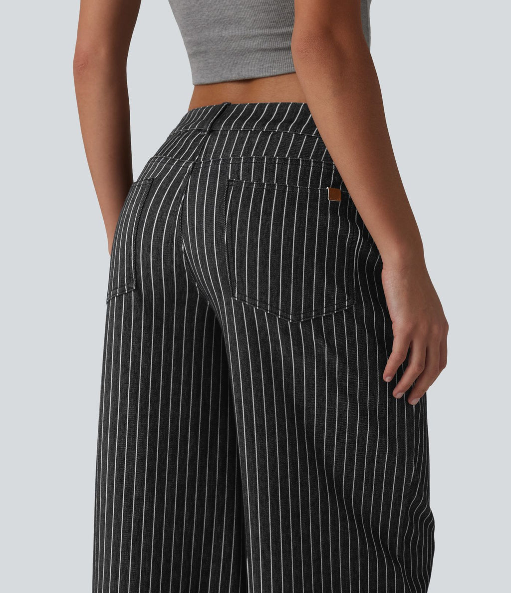 Halara Flex™ Jean large asymétrique taille basse à rayures avec poches