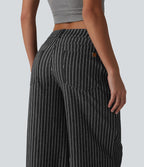 Halara Flex™ Jean large asymétrique taille basse à rayures avec poches