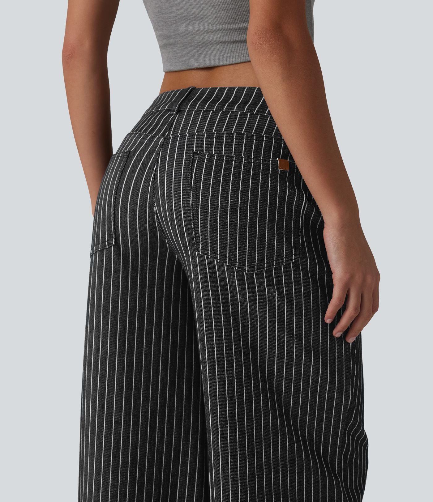 Halara Flex™ Jean large asymétrique taille basse à rayures avec poches
