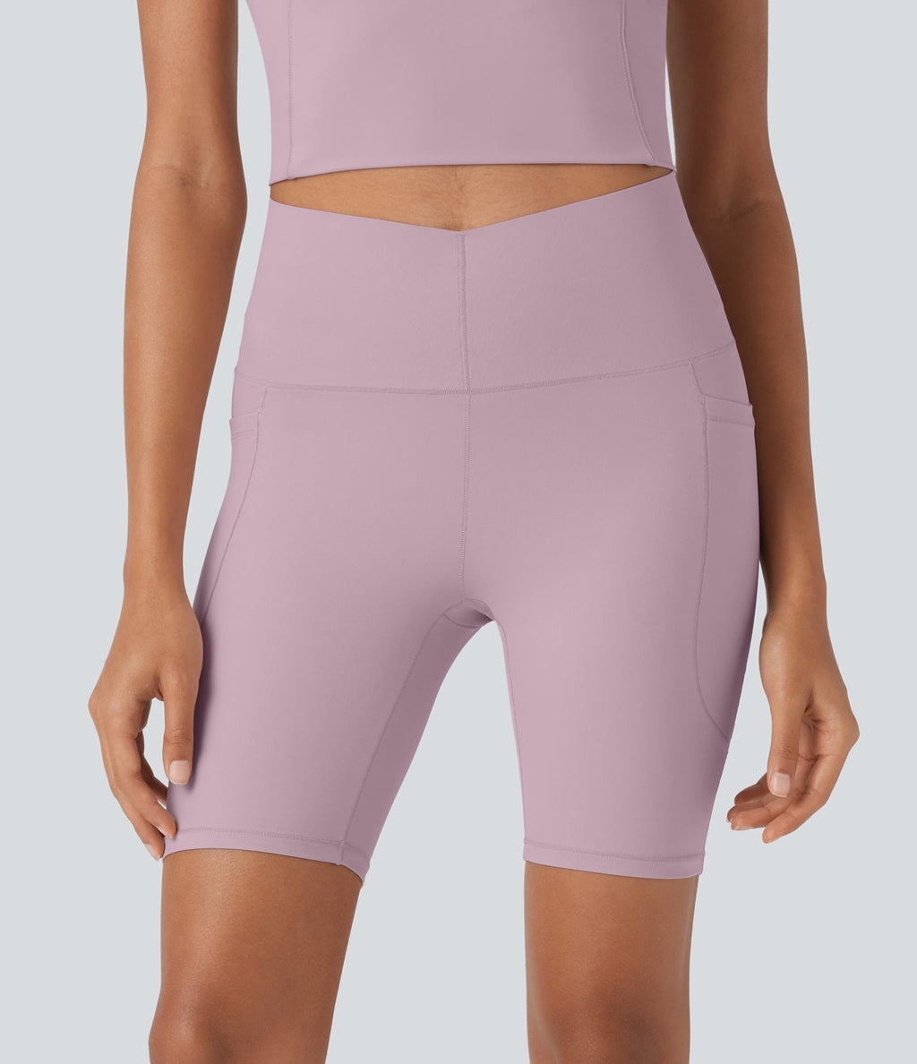 Short cycliste 7,5 cm d'entraînement gainant galbant taille haute avec effet scrunch et poches Halara UltraSculpt™