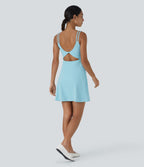 Robe de sport danse 2-pièces SoftlyZero™ Plush double bretelles caraco avec poche A-D