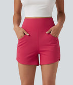 Short décontracté SoftlyZero™ Airy taille haute coupe ajustée à ourlet arrondi, avec poches, 10 cm