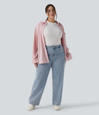 Halara Flex™ Jean casual grande taille jambe droite taille haute avec poches